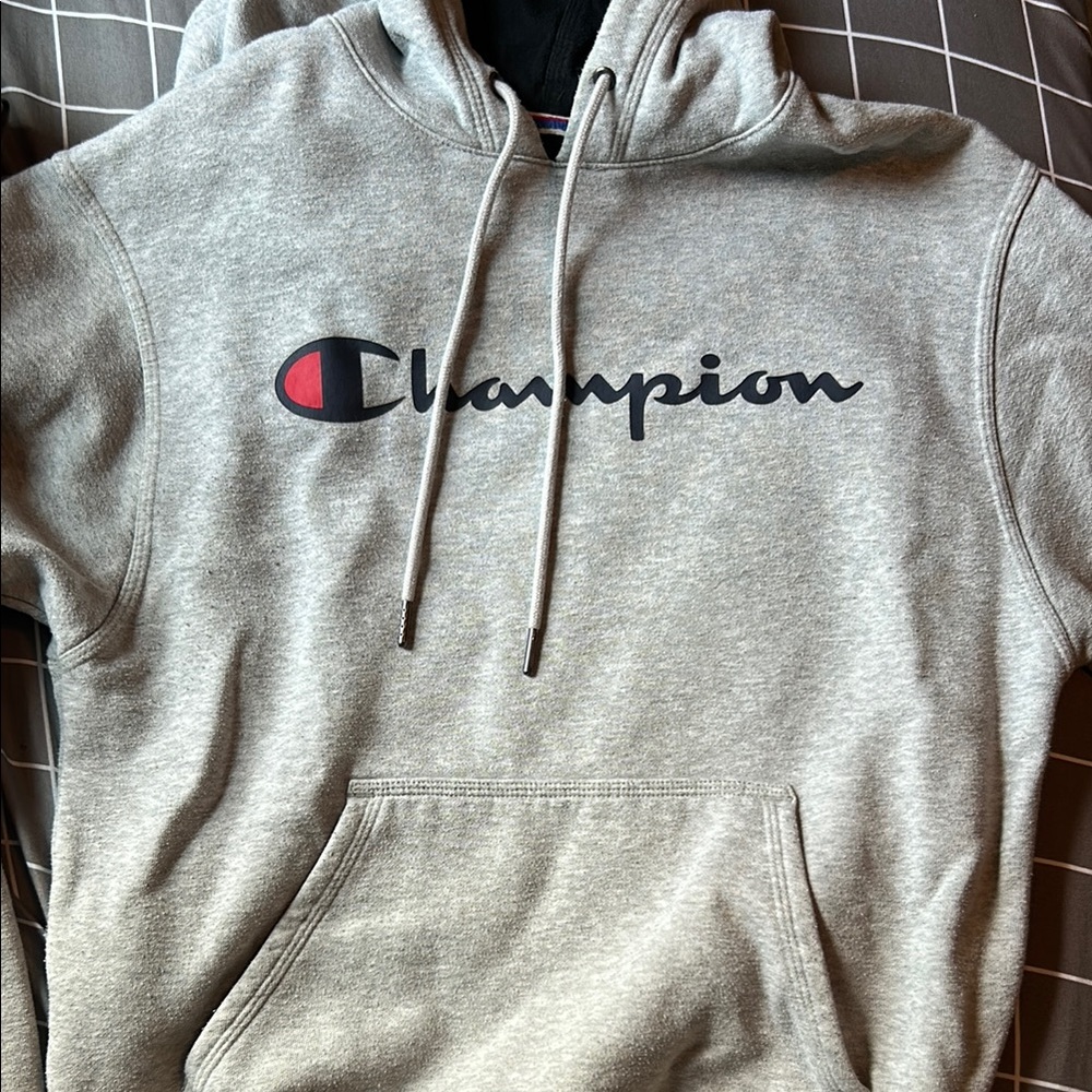 Champion Light Gray Hoodie with Logo